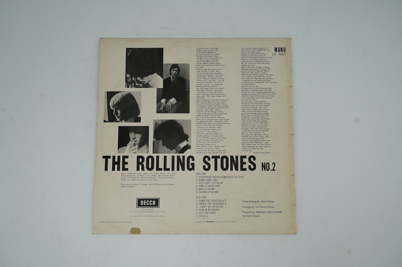 The Rolling Stones; No.2, mono on Decca LK4661, XARL-6619-1A. Condition - fair, some surface scratches etc. to vinyl and wear to sleeve